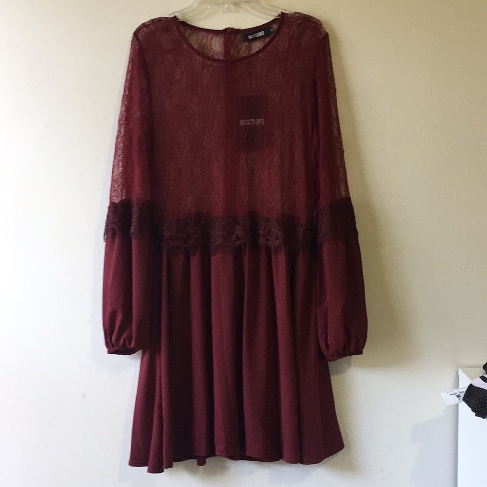 Burgundy Missguided lace dress